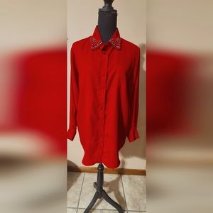Vtg Red Ladies Blouse by Madison NWOT Size Medium